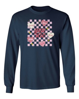 You Are Loved Strong Worthy Valentines Day Gift Retro Long Sleeve Tshirt