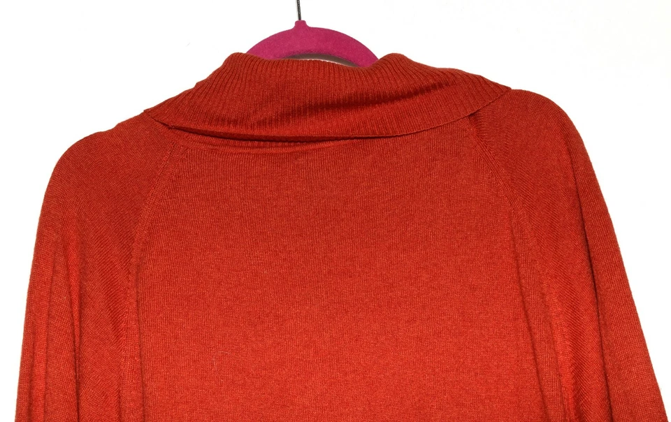 Suéter para mujer diseño vertical rojo capucha cuello cachemir lana mezcla algodón XL NUEVO CON ETIQUETAS Foto 4 de 4