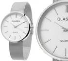 Ladies Men Unisex Quartz Wristwatch Silver Mesh Strap Milanese 180106 CLASSIX