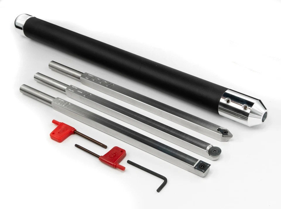 Set of 3 Carbide Simple Woodturning Tools Hollower Rougher Detailer Plus Handle