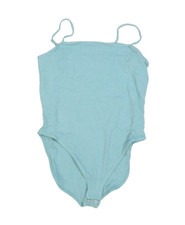 Old Navy Straight Cut Neckline Fitted Cami Rib Knit Bodysuit Geyser Blue Women L