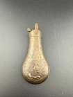 ORIGINAL CIVIL WAR COLT STYLE BRASS POWDER FLASK EMBOSSED "E PLURBUS UNUM"