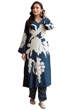 GoSriKi Women's Cotton Blend Straight Printed Kurta with Palazzo