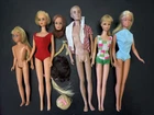 Vintage Barbie Francie Ken Skipper Dolls 1960s Flocked Hair Rooted Eyelashes