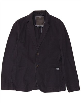 Superdry Herren Blazer Sakko 2 Knöpfe UK 40 Large Navy Blau Baumwolle CG04
