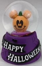 Halloween Mickey Mouse Snow Globe Disney Pumpkin Ears Waterglobe Purple Skulls
