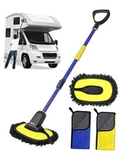  Car Wash Brush Mop Kit Extendable with Long Handle, Detachable Pole, D Shaped 