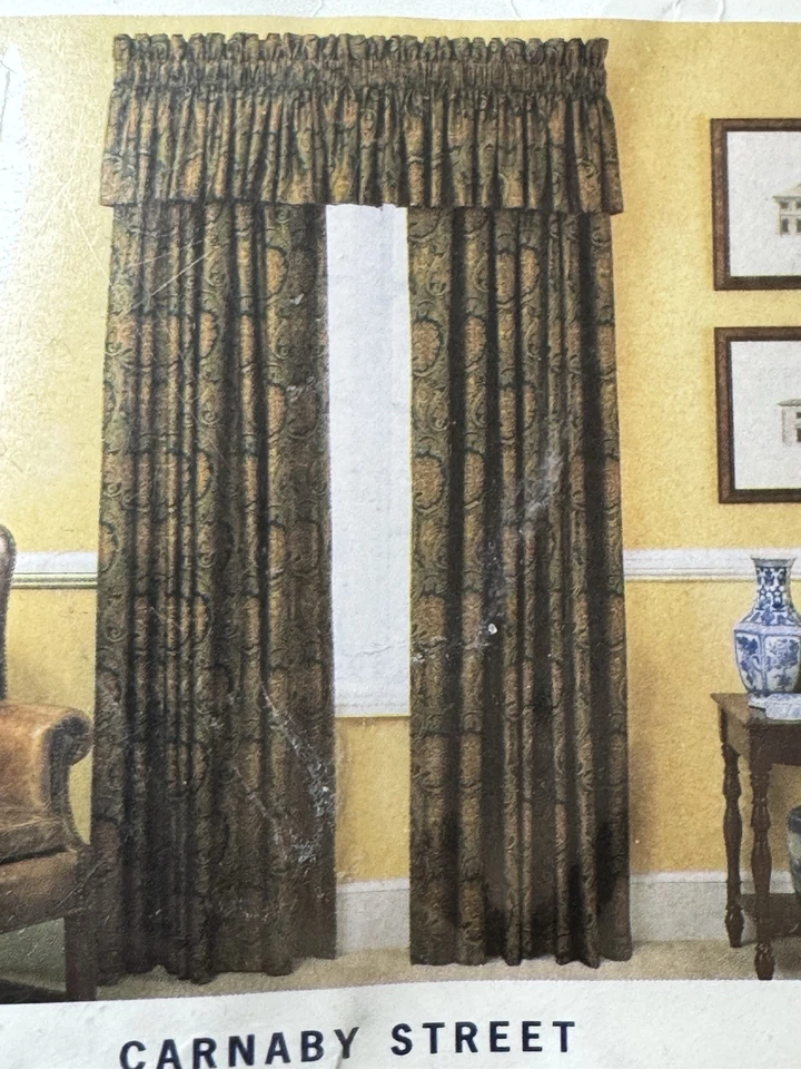 Novo na embalagem Tommy Hilfiger 2 pares de cortinas de bolso varas tratamento de janela de rua Carnaby  - Imagem 2 de 4