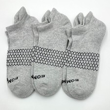 3 Pairs Men's Marl Honeycomb Cushion Ankle Socks Size Large 9.5-13 Grey BOMBAS