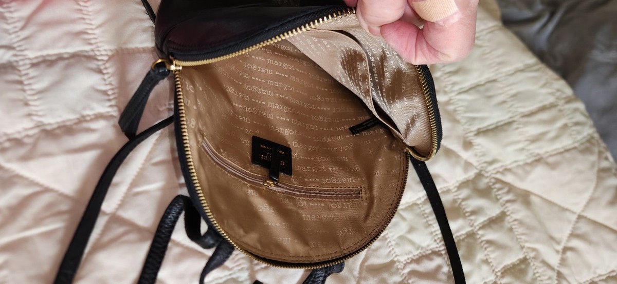 Margot Backpack in Black Leather with Gold Accents Oroton Margot Zip Backpack | David Jones main image 2