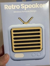 Retro Blue Gold Wireless Bluetooth Speaker Portable Vintage Style NEW