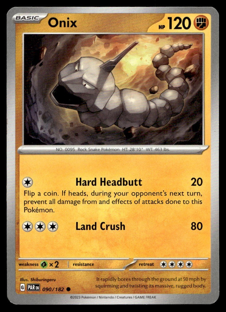 Onix 90/182 Pokemon Card Paradox Rift Common 120 HP Lightly Played IX