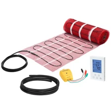 VEVOR 70 sqft Self-Adhesive Mesh Floor Heating Mat 120V Radiant Heated System