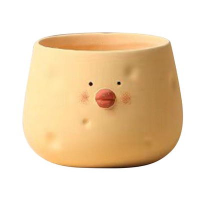 Bowl Shape Cute Flower Pot Ceramic Cartoon Chick Planter Succulent Pot For Indoo