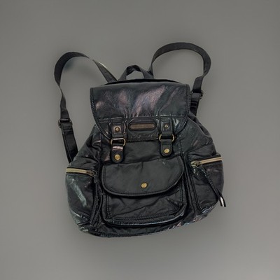 Stone Mountain Small Backpack Black Faux Leather Handbag