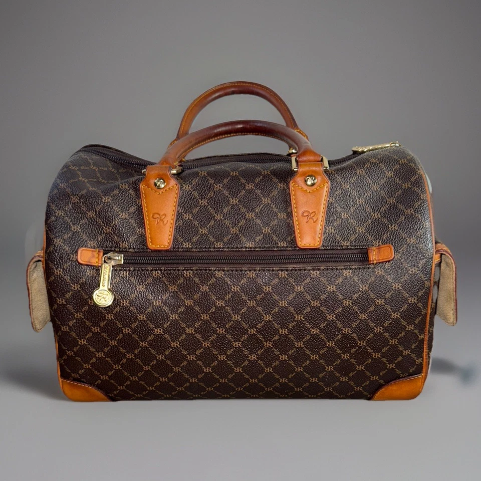 Rioni Moda Italia Monograma Asa Superior Cuero Marrón Puse con 2 Bolsillos a Presión Foto 3 de 4