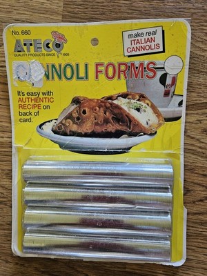 Vintage ATECO Brand Aluminum Cannoli Forms-Set of 4 w/Original Packaging