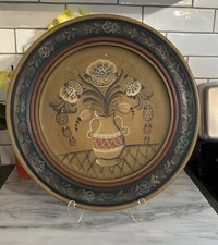 Strawberry Norwegian Rosemaling Wall Hanging Plate Hand Painted Wood 13 1980