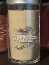 Yankee Candle Amber & Sandalwood 14.25 oz Medium Pillar NEW 1632955