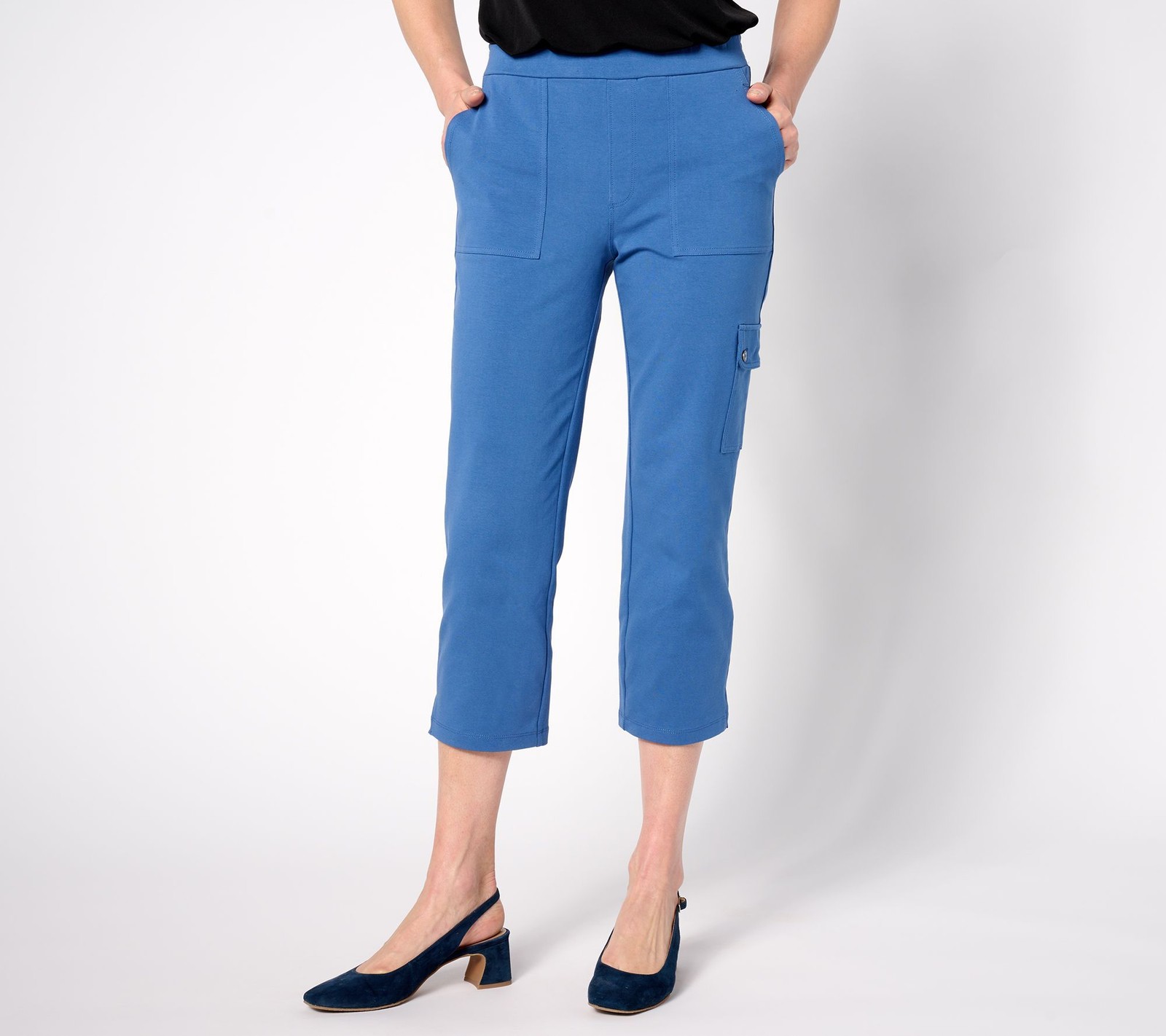 Susan Graver Women's Petite Pants PM Weekend Premium Stretch Blue A394034