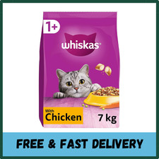 WHISKAS - 1+ Adult Dry Cat Food - 7kg-Biscuits Made with Chicken Bulk Cat Food 3.57 per kilo