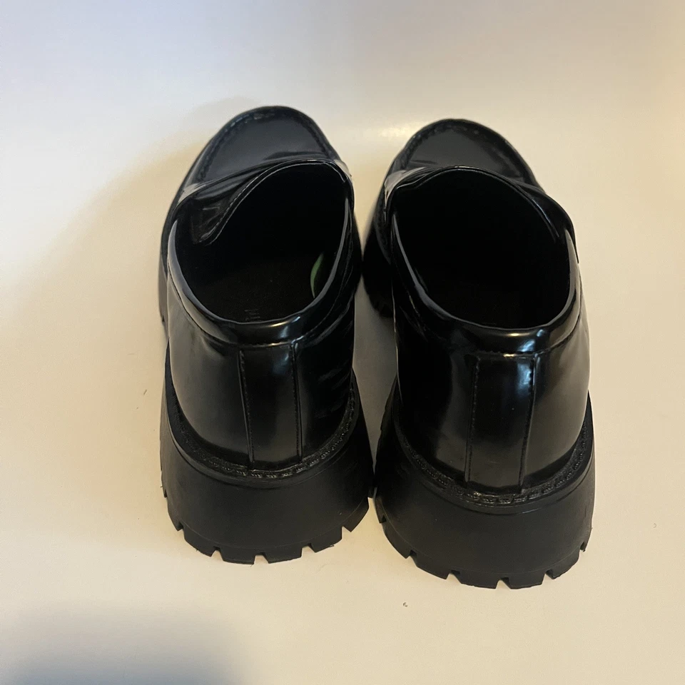 Size 6.5 Madden Girl Black Heather Platform Lug Sole Loafer Flats Chunky Black - Image 2 of 4