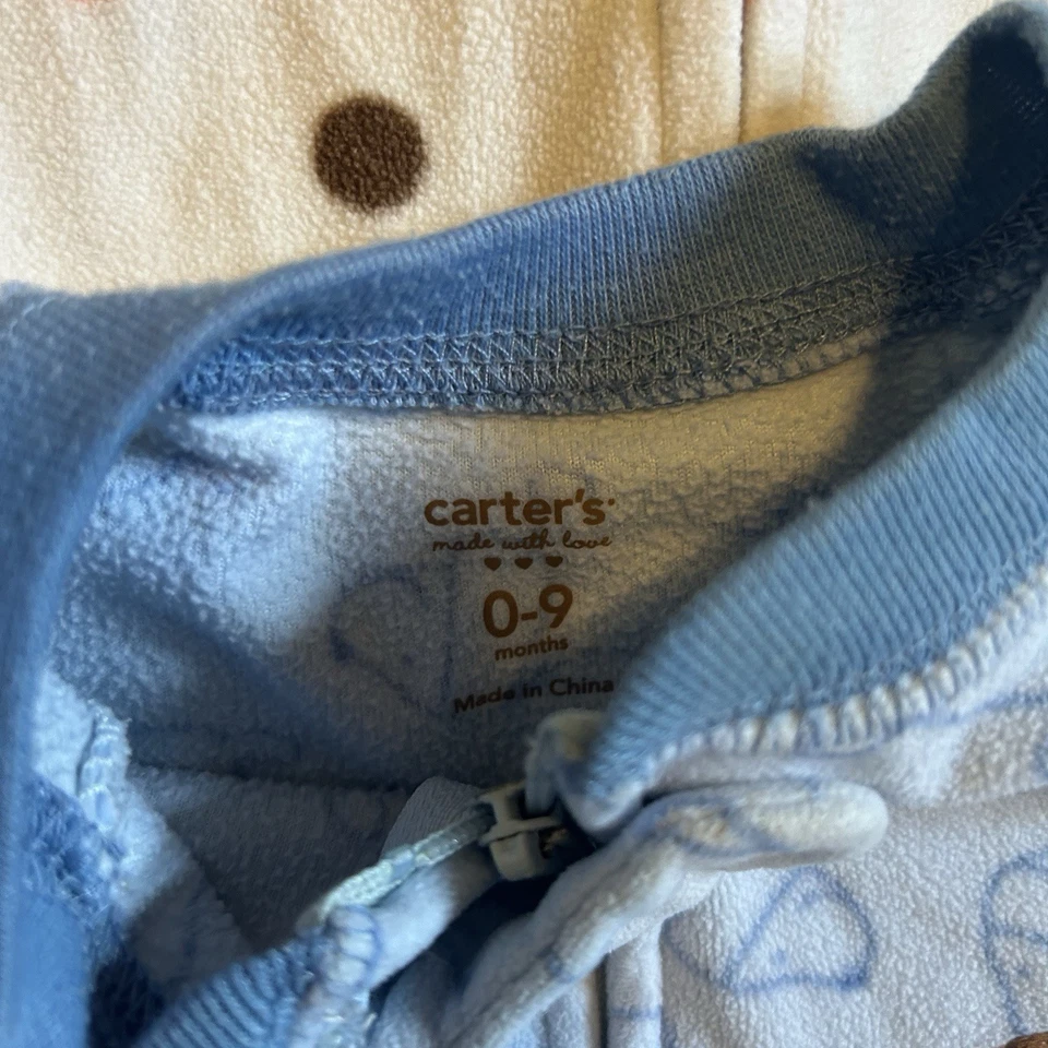 Carters Fleece Sleep Sacks Bags Size 0-9 Months Baby Infant Blue Lot Of 3 - Image 2 of 3