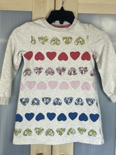 Mini Boden Sweatshirt Ida Appliqu Dress Oatmeal Marl Heart 5-6Y Girls Kids