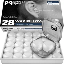 PQ Wax Ear Plugs for Sleeping - 28 Silicone Wax Earplugs for Sleeping and Swimmi
