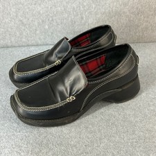 Steve Madden Black Leather Kleet Loafers Y2K Vtg Chunky Platform Womens Size 9 B