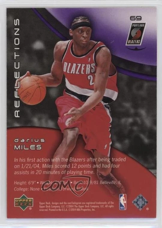 2003-04 Upper Deck Triple Dimensions Reflections Amethyst /300 Darius Miles #69 - Image 2 of 2
