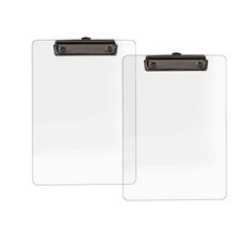 2 Pack Clear Acrylic Office Clipboard A4 Letter Size 8.6" x 12.2" Black 