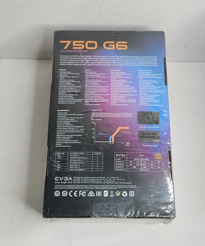 Fuente de alimentación totalmente modular EVGA SuperNOVA 750 G6, 80 Plus Gold 750W - Imagen 2 de 3