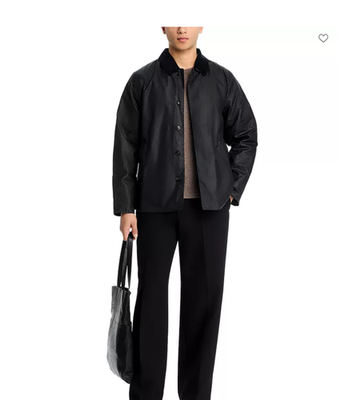 Navy ~ Barbour Short Lorden Mac Wax Jacket MSRP$415 British