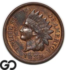1889 Indian Head Cent Penny, Woodgrain Tone, Gem BU++