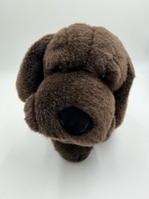 RUSS BERRIE Chops Puppy Dog Dark Brown 16" Weighted Plush Hound Sad Eyes