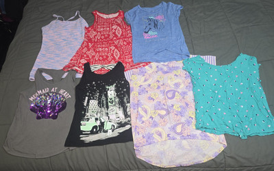 Lot Of 7 Girl's Size 10 Summer Shirts Tops Blouses Justice SO Lularoe For School