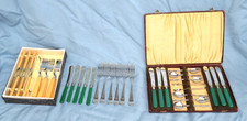 Job Lot Vintage Silver Plated/Faux Bone Cutlery: Dessert Set Fish Eaters Forks