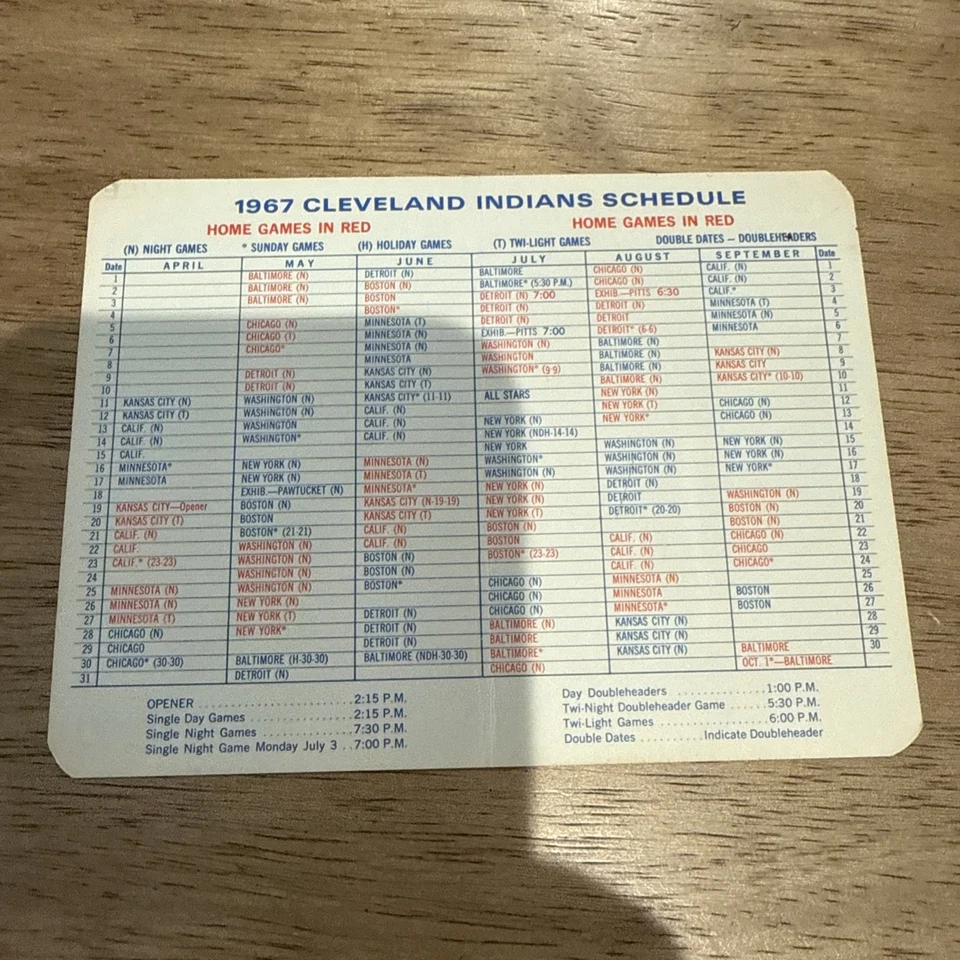 1967 Cleveland Indians Baseball Pocket Schedule - Image 4 of 4