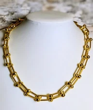 Gold Hardwear EXTRA Chunky Horseshoe Or U-shaped Cable Gold Plated Chain Classic