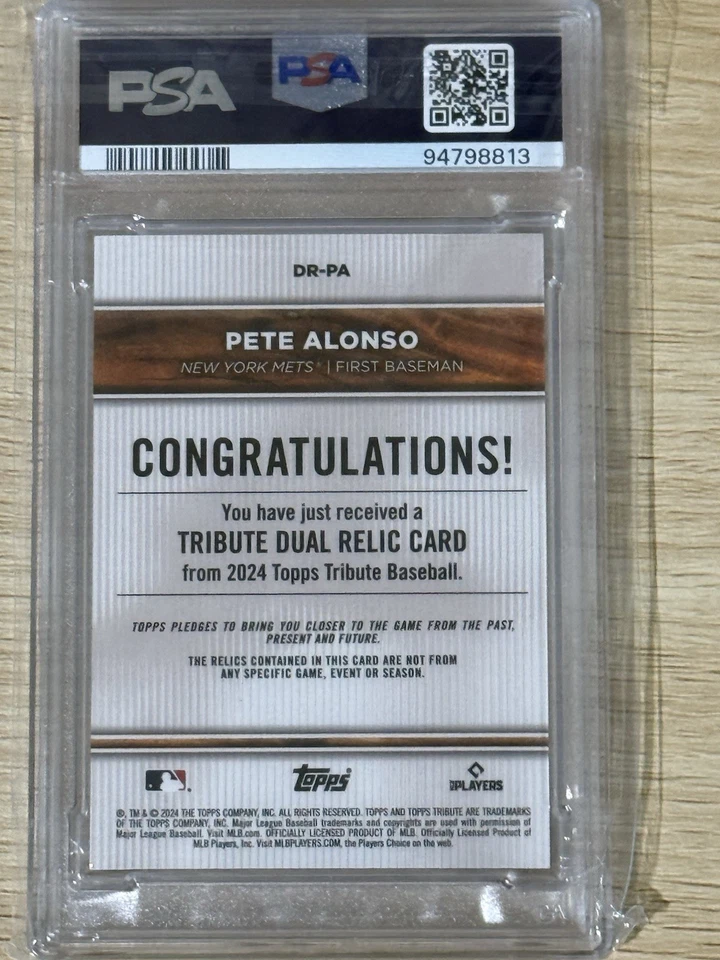 2024 Topps Tribute Dual Relics Single Player Gold Pete Alonso Patch /75 - Image 3 of 3