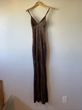 Lulus Immensely Luxe Brown Velour Backless Mermaid Maxi Dress Small