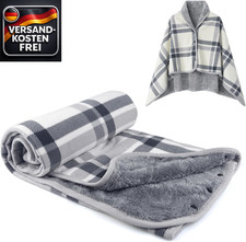 Damen Poncho Fleece tragbare Decke mit Knöpfen karierte Schurwolldecke