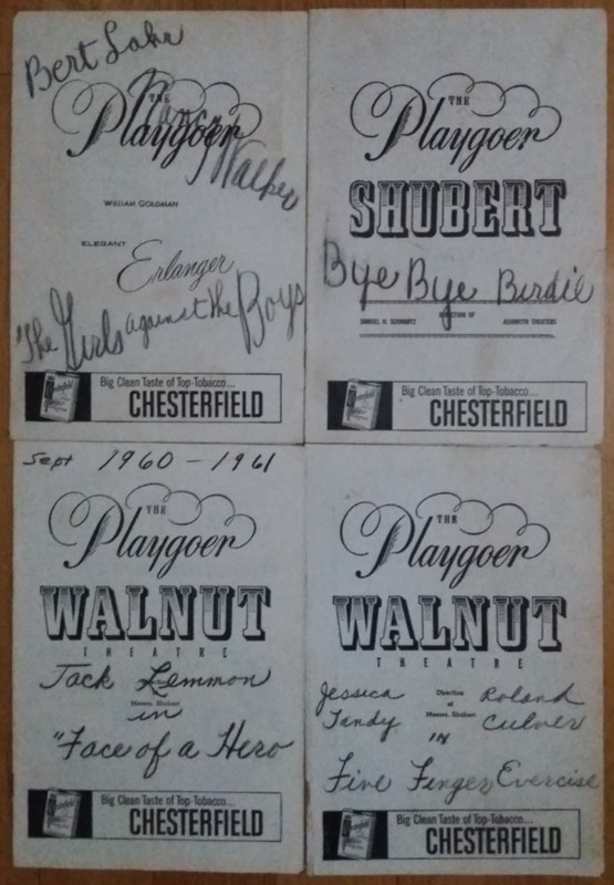 Theatre Playgoer Programs (Tandy, VanDyke, Asner, Lemmon, Lahr, Gielgud, Lynde)