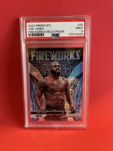2022 Panini Prizm UFC Jon Jones Fireworks Mojo Prizm /25. THE GOAT !!! PSA 9