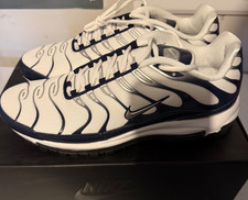 Nike Air Max 97 Plus Silver Shark White Navy Blue Metallic AH8144-100 SZ 14 NEW