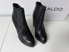 Stiefeletten Boots Keilabsatz Leder schwarz Aldo 38 neu