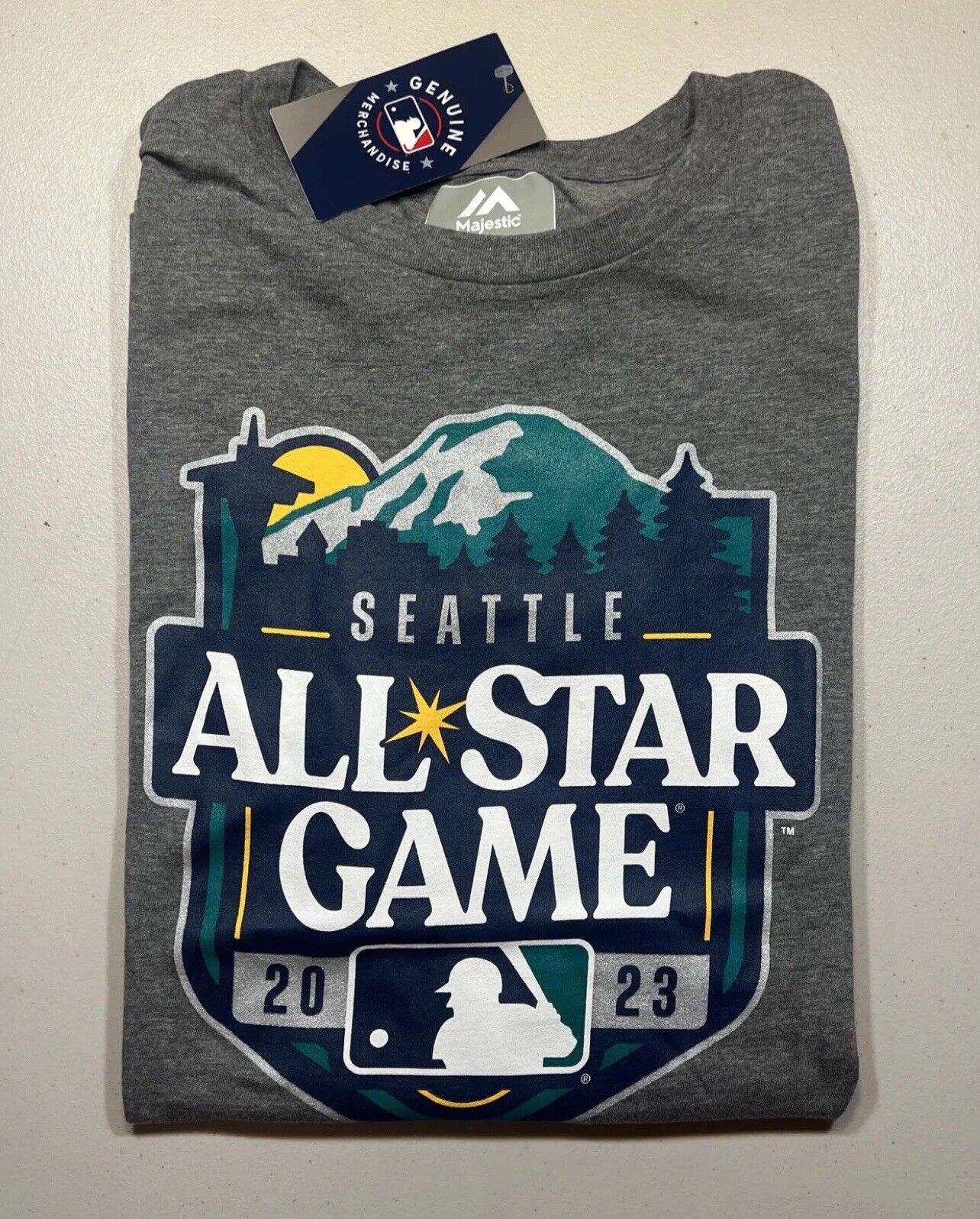 Majestic 2023 MLB Seattle All Star Game Logo T-Shirt Gray | NWT Size M