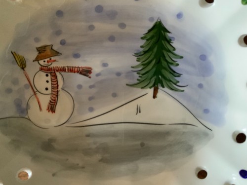 Christmas Holiday Ceramic Snowman Bread /Pastry/ Dessert / Candy Dish Decorative - Picture 2 of 5