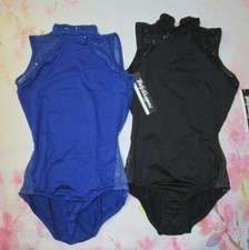 Leotard New Body Wrappers Womens SA MA LA XL Mock Neck Dance Costume Black Blue